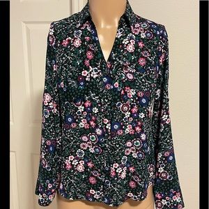 Express Button Down Portofino Dress Shirt Floral Wrinkle Resistant Size Small